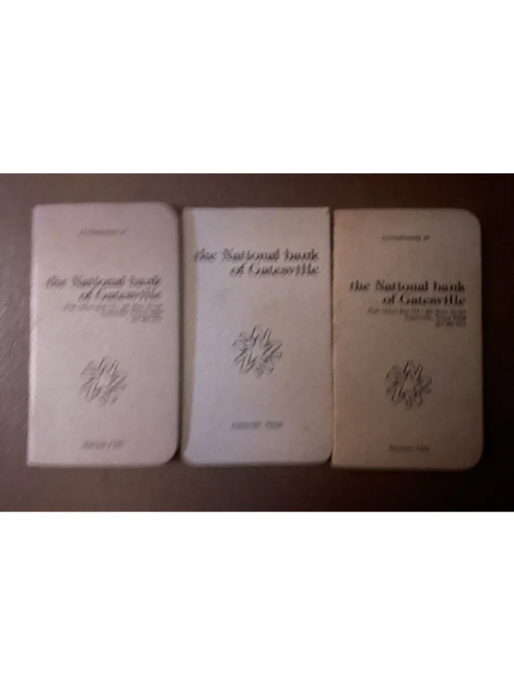 National Bank of GATESVILLE, TX  (3) Notepads Complimentary Giveaway